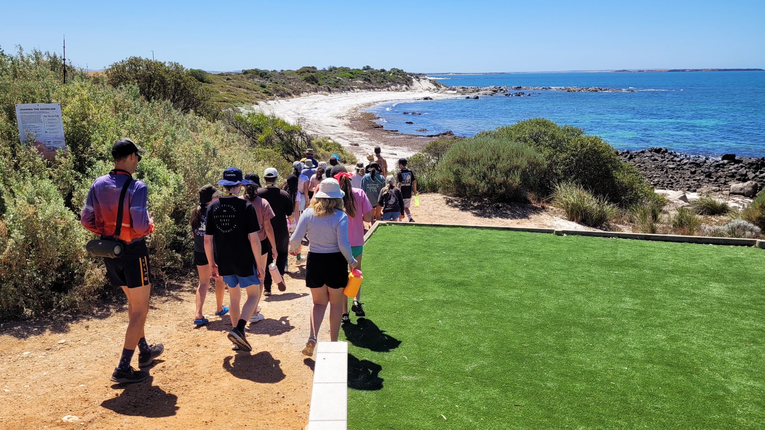 Campers walking down to the beach
